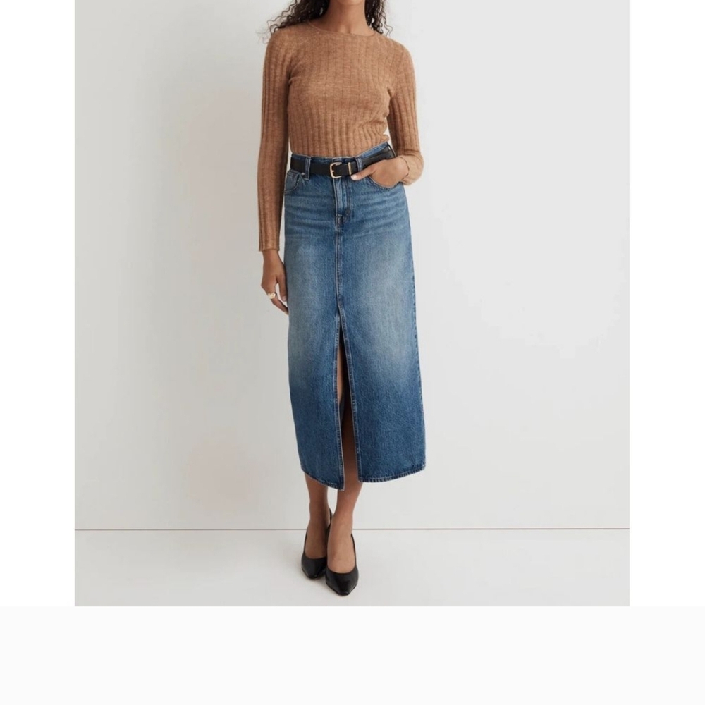 Madewell Blue Maxi Pencil Skirt with Slit